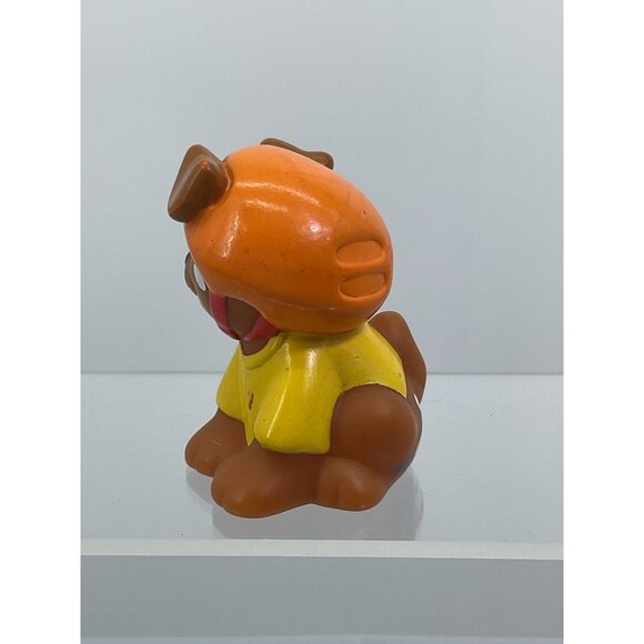 Fisher Price Little People Dog Figurine With Helmet & Yellow Outfit - Picture 4 of 5